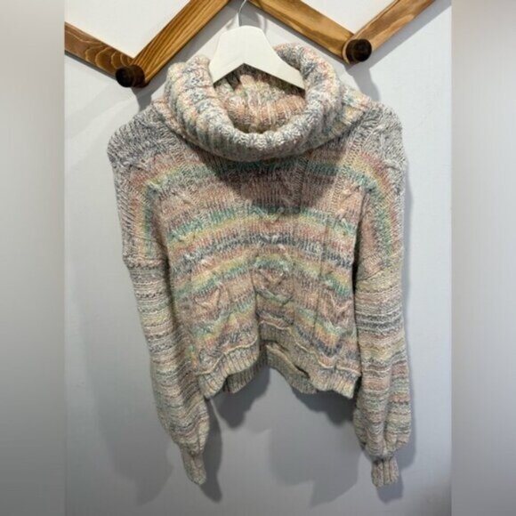 Free People Popsicle Marled Turtleneck Pullover Sweater Size M - Picture 3 of 9